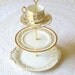 Alice Sips Golden Tea, Vintage China Cake Tray or Cupcake Stand, 3 Tiered for an Elegant Wedding, Dinner Party or High Tea