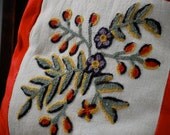 Velvet Crewel Embroidered Pillow