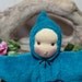 Waldorf Style Small Bunting Doll Teal Velour