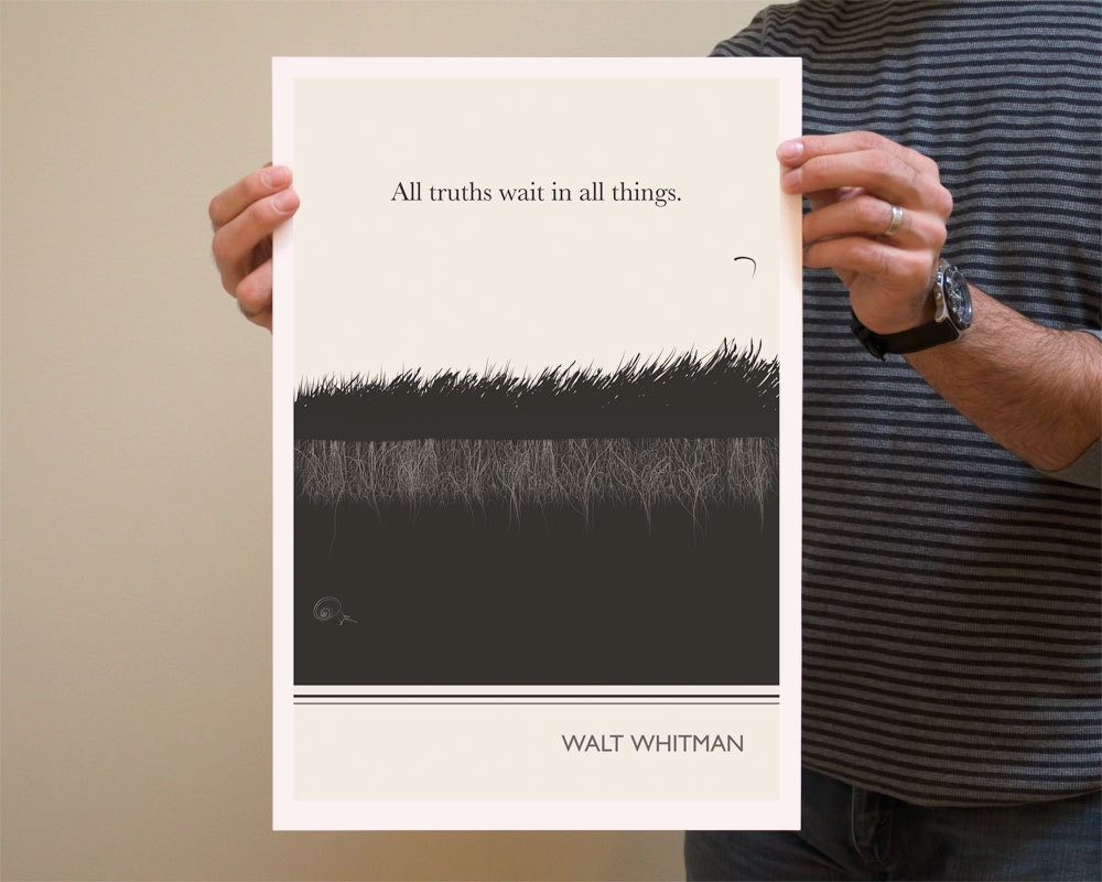 Illustration, Walt Whitman Quote, Fine Art Prints and Art Posters, Giclee Print, Black and White Drawing, Literary