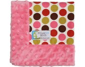SALE :Baby Girl Lovey / Security Blanket -  Polka Dots on Minky - Unique Baby GIRL Gift