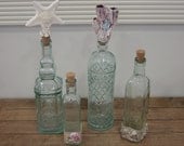 Beach Decor, Seashell Bottle, Coastal Decor, Spanish Glass Bottle - Barnacle Cluster