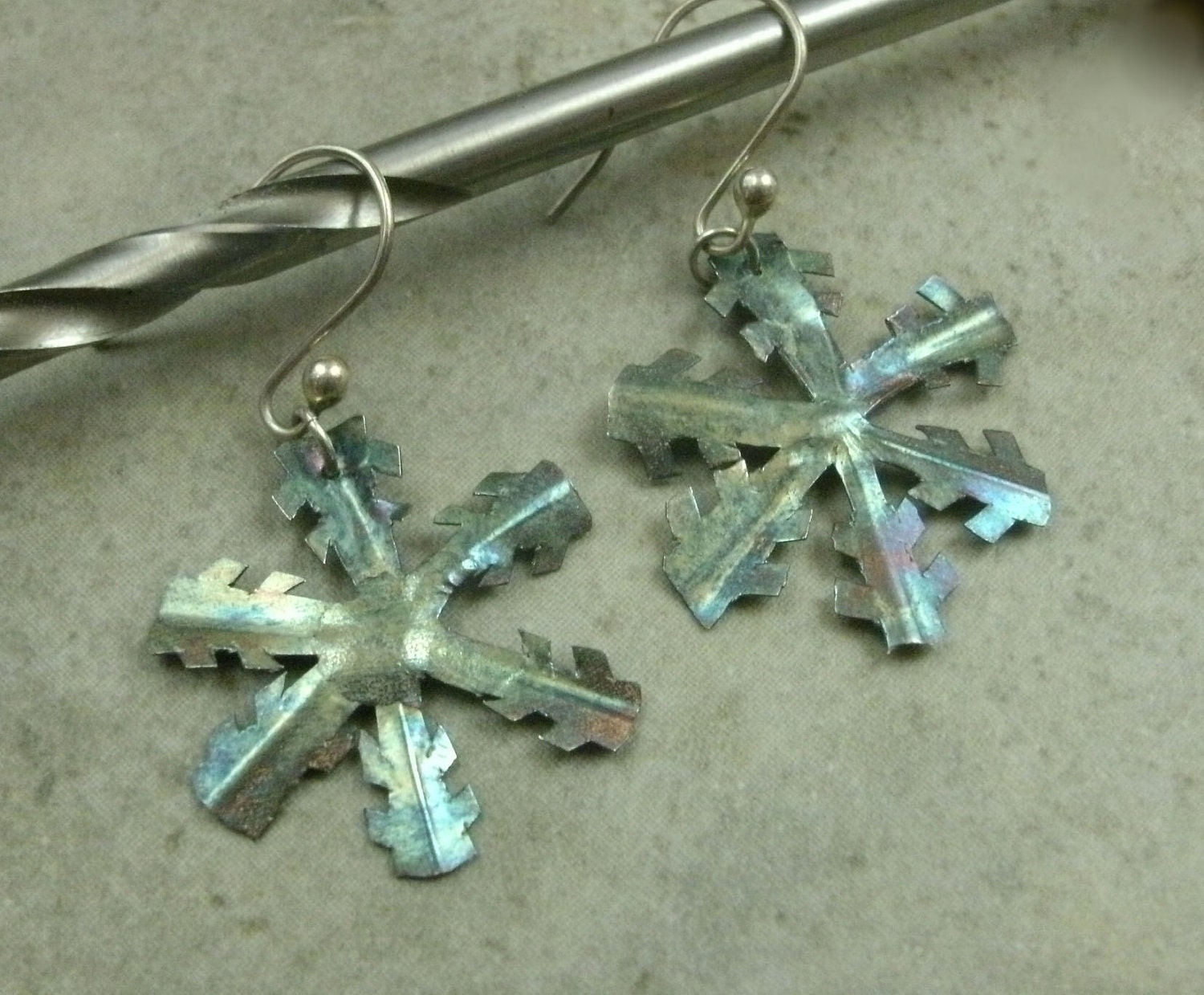 Paper Snowflake Fine Silver Earrings - Holiday Jewelry For Her - Winter Earrings - Christmas Earrings - Christmas Jewelry - Blue Snow Flakes