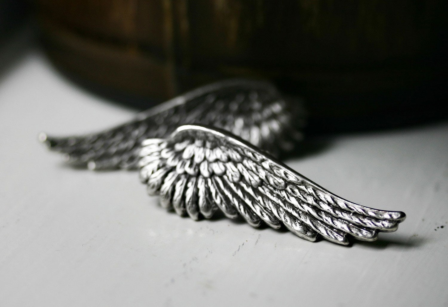 Silver Angel Wing Earrings - Post Stud