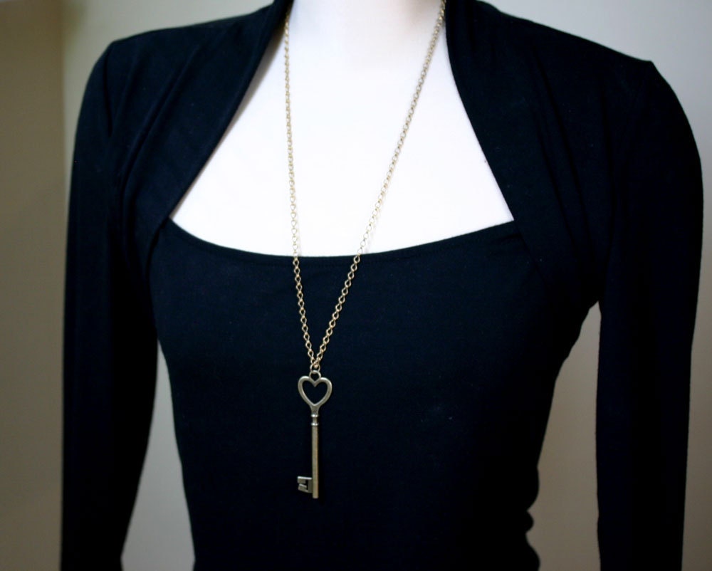 Key to My Heart Necklace in Antique Brass