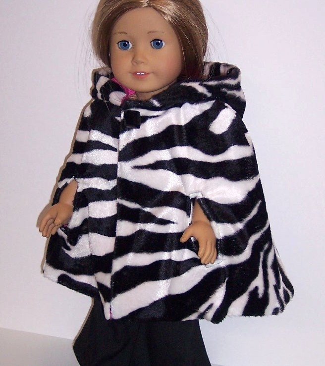 Hooded Cape in Zebra Fur for American Girl/18" Dolls