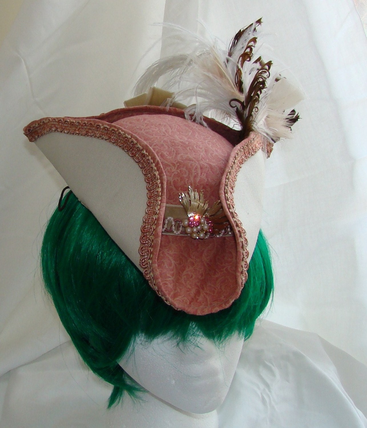 Pink white pirate small ladies dress hat