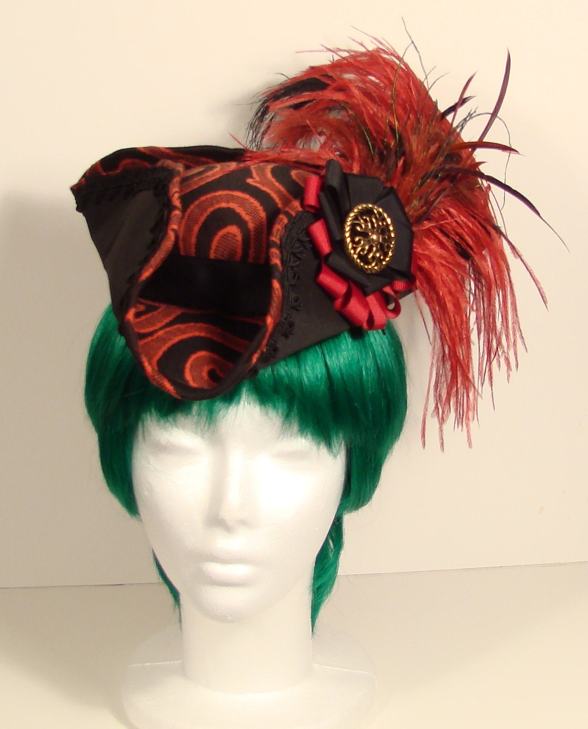 Red and black ladies tricorner with an oriental flair
