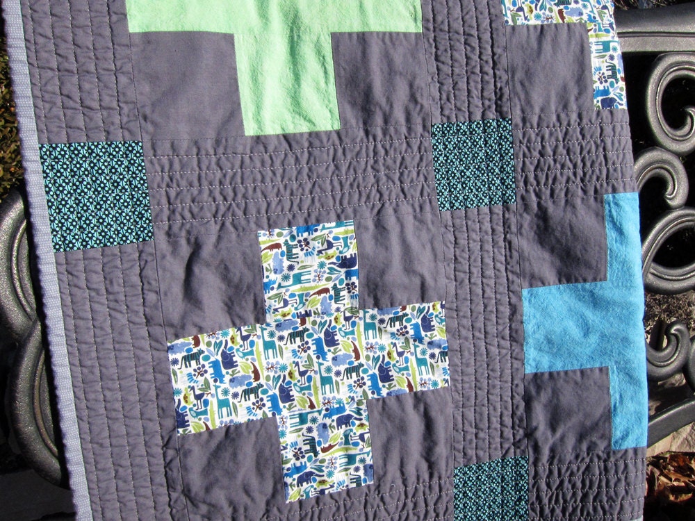 Modern Quilt - Child Sized - Watery Zoo