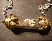 Unique Steampunk Watch Parts in Vial Necklace - Victorian Style (350)