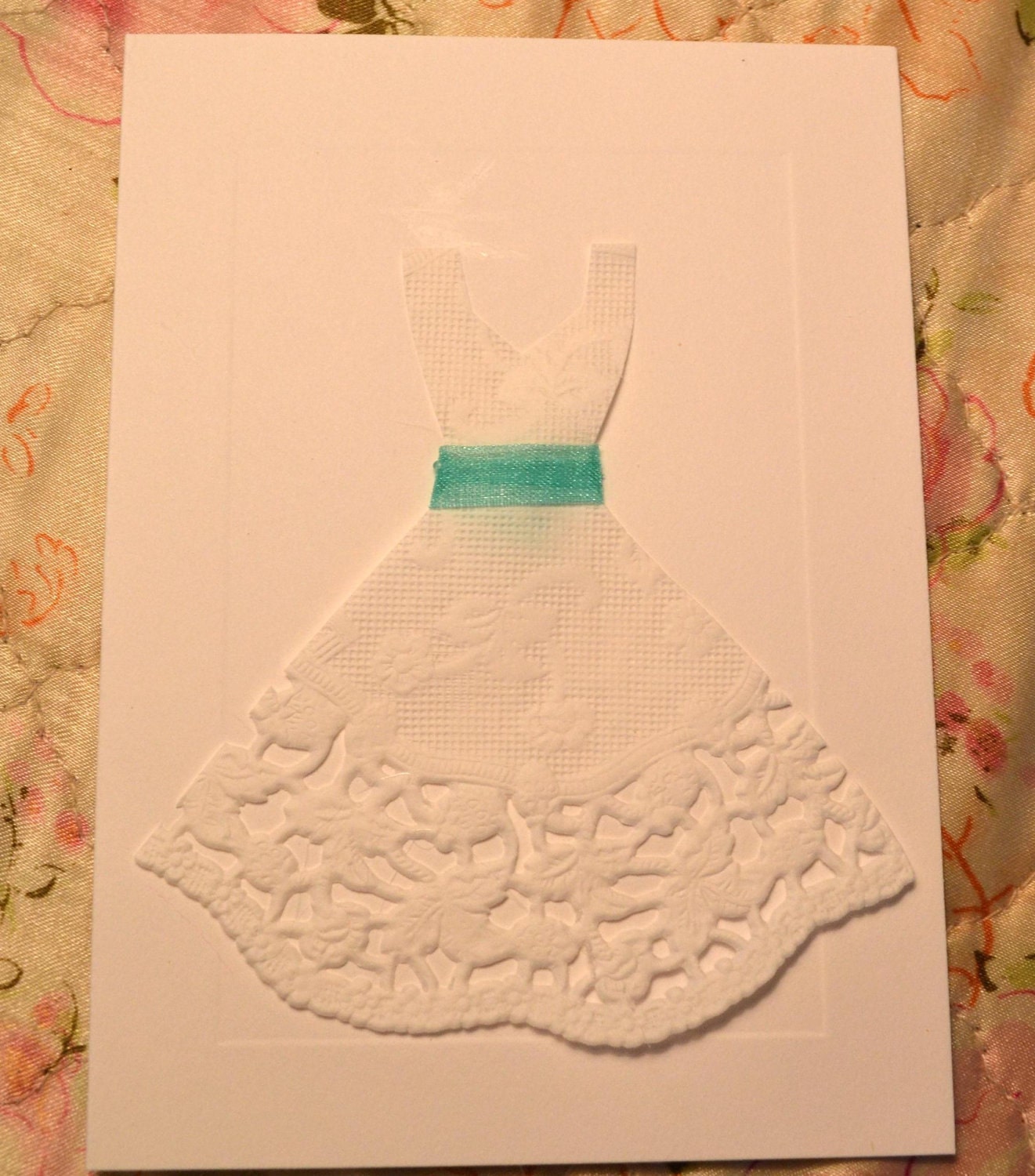 10 Wedding Dress Cards Invitations Bridal Shower Engagement Party Invites Thank You Notes Turquoise Blank 3 1/2 x 4 7/8