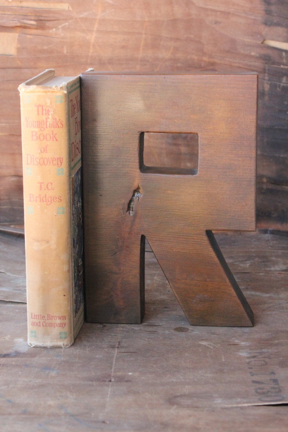 Vintage large wooden letter R by mountainmantrading on Etsy