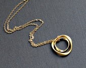 Circle Gold Necklace - Mother and Child Double Eternity Pendant Necklace in GOLD - Mother Gift, Expecting Mommy, New Mom or Wife