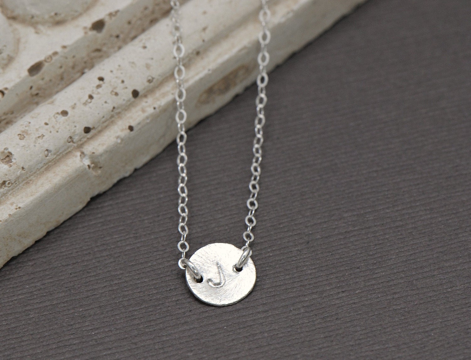 Custom Initial Necklace,Tiny Disc Charm STERLING SILVER,Bridesmaid Necklace,Everday Jewelry,Mother Necklace, Family Jewelry, Wife