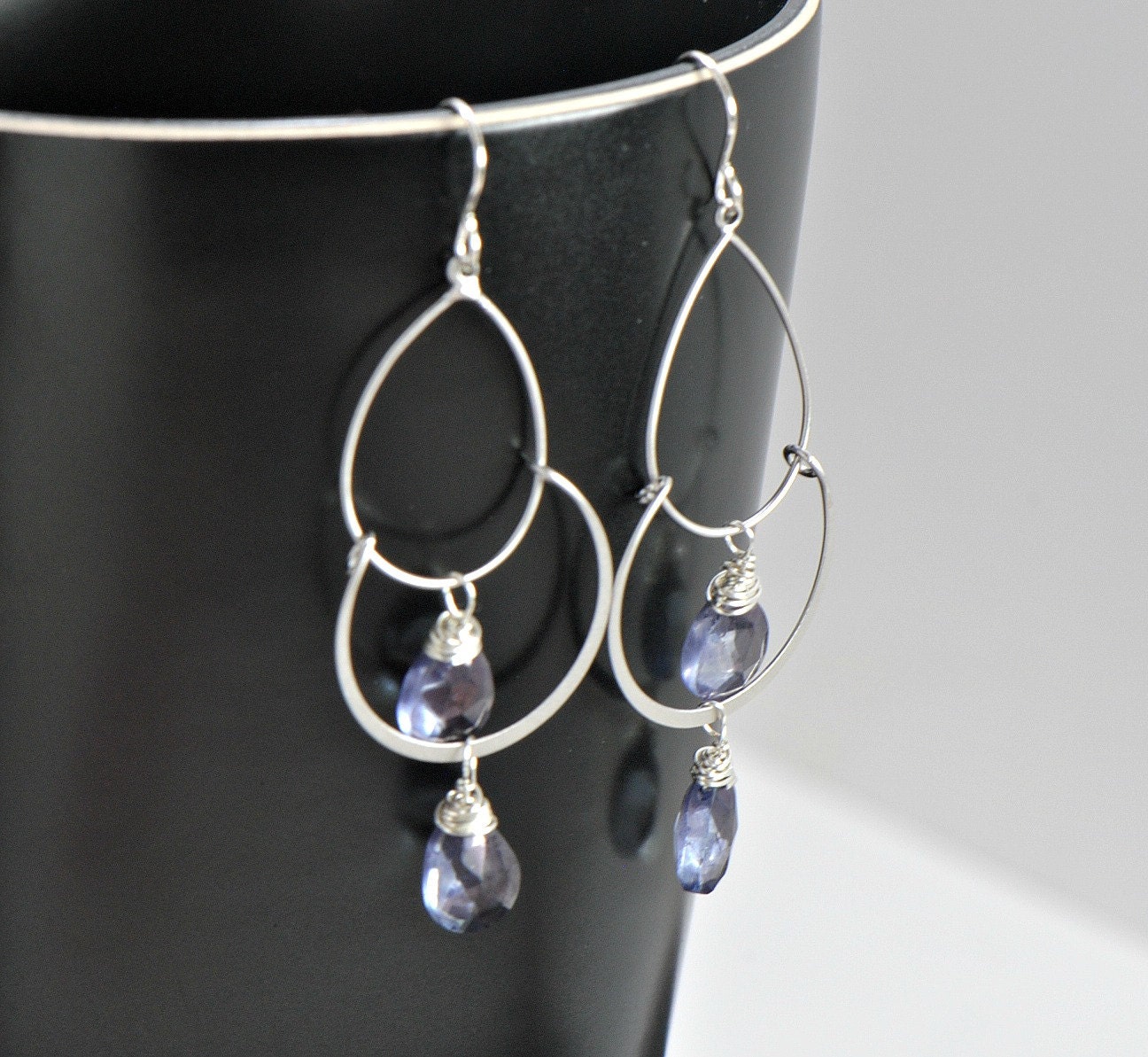 Custom Chandelier Silver Earring with Faceted Gemstone of your Choice,Bridesmaid Gift Idea,Everyday Wear, Silver Dangle Earrings