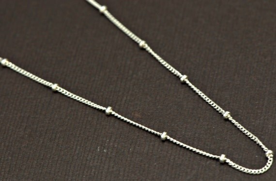 Sterling Silver Satellite Layering Necklace - Long Chic Layering Necklace in Solid Sterling Silver,Silver Beaded Chain Necklace