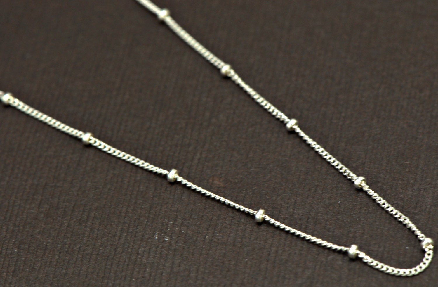 Sterling Silver Satellite Layering Necklace, Long Chic Layering Necklace Solid Sterling Silver,Silver Beaded Chain Necklace with Clasp