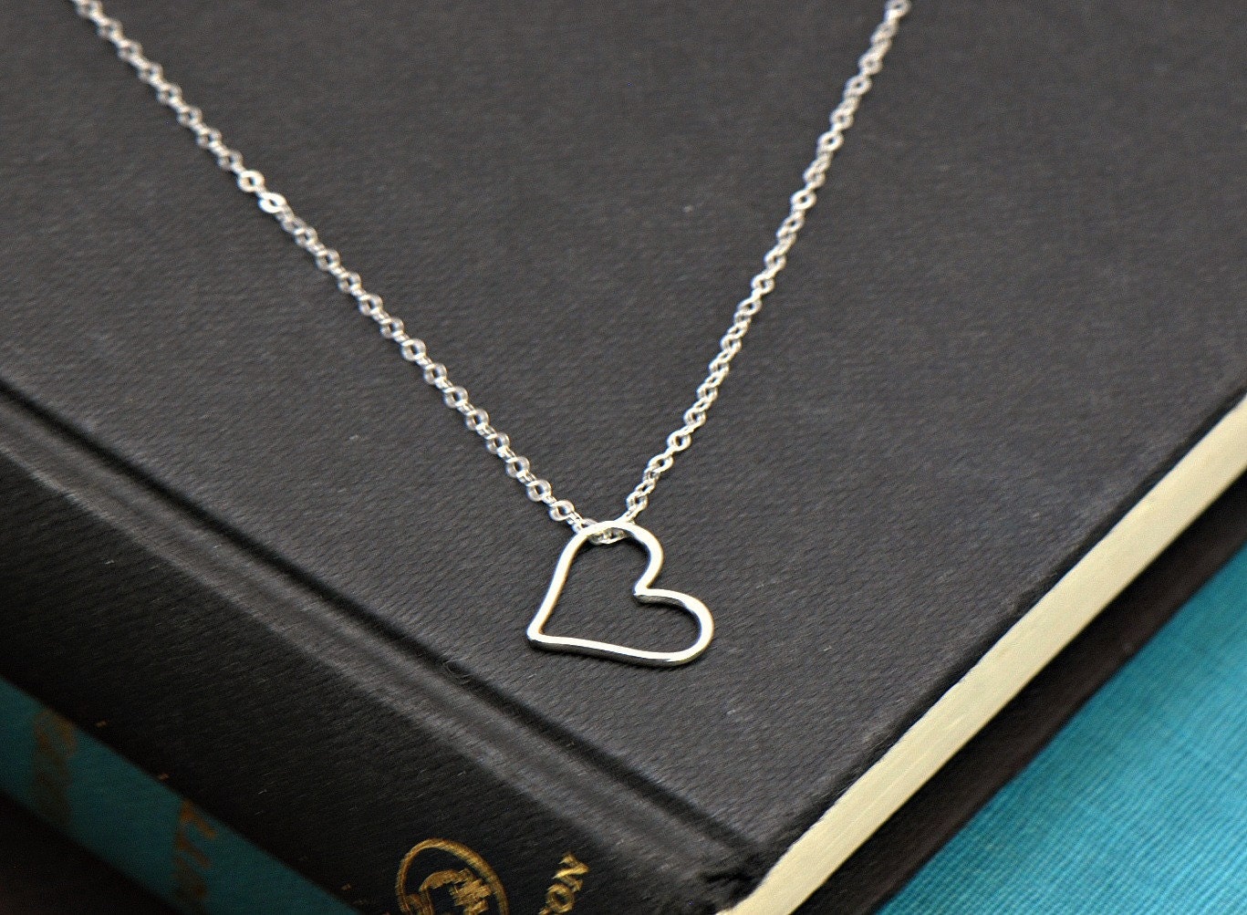 Open Heart Necklace Sterling Silver Necklace, Simple Everyday Jewelry, Heart Necklace, Best Friends, Girlfriend, Gift for Her, Bridal Party