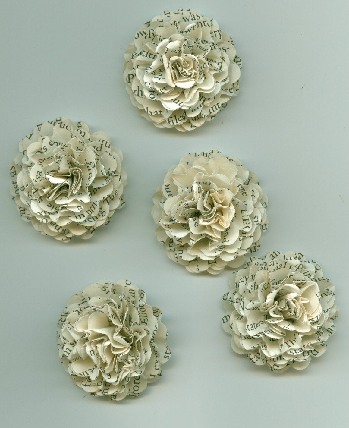 Book Print  Mini Carnation Paper Flowers