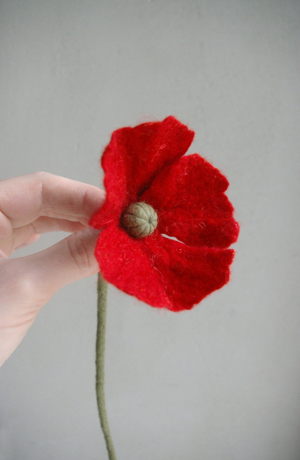 felted flower hair accessory / bracelet / bag decoration WILD POPPY / ready to ship