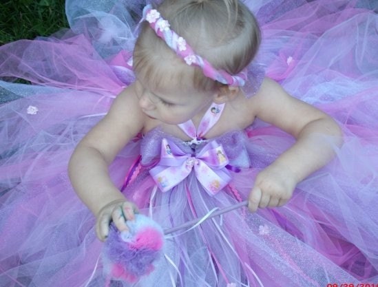 Princess Handmade Tutu dress with  wand and Head Wreath
