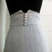 Vintage Wiggle Skirt Above Waist Grey Button Detail pencil Linen 1950s Size small.