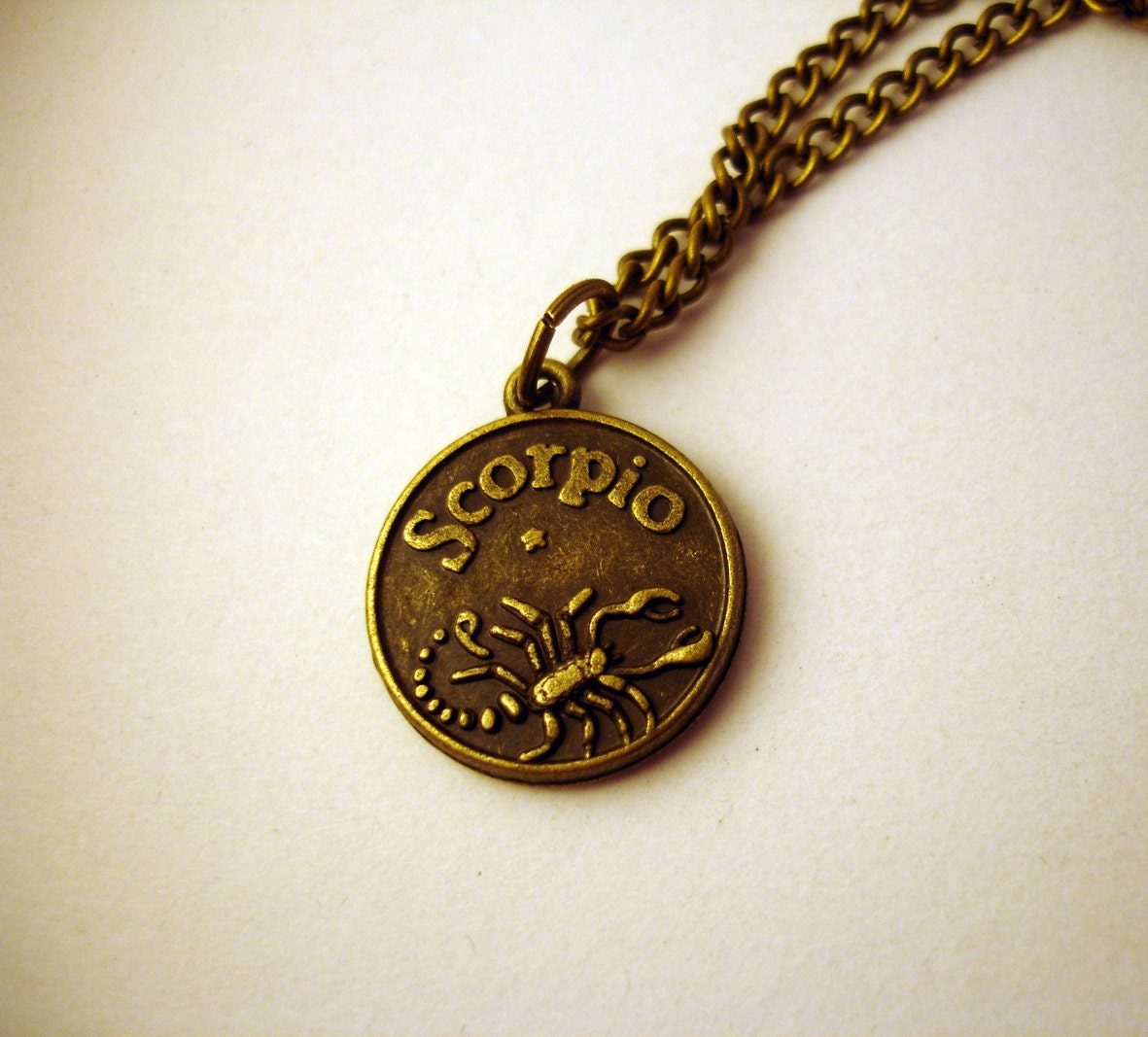 Scorpio Zodiac Sign Antique Bronze tone necklace