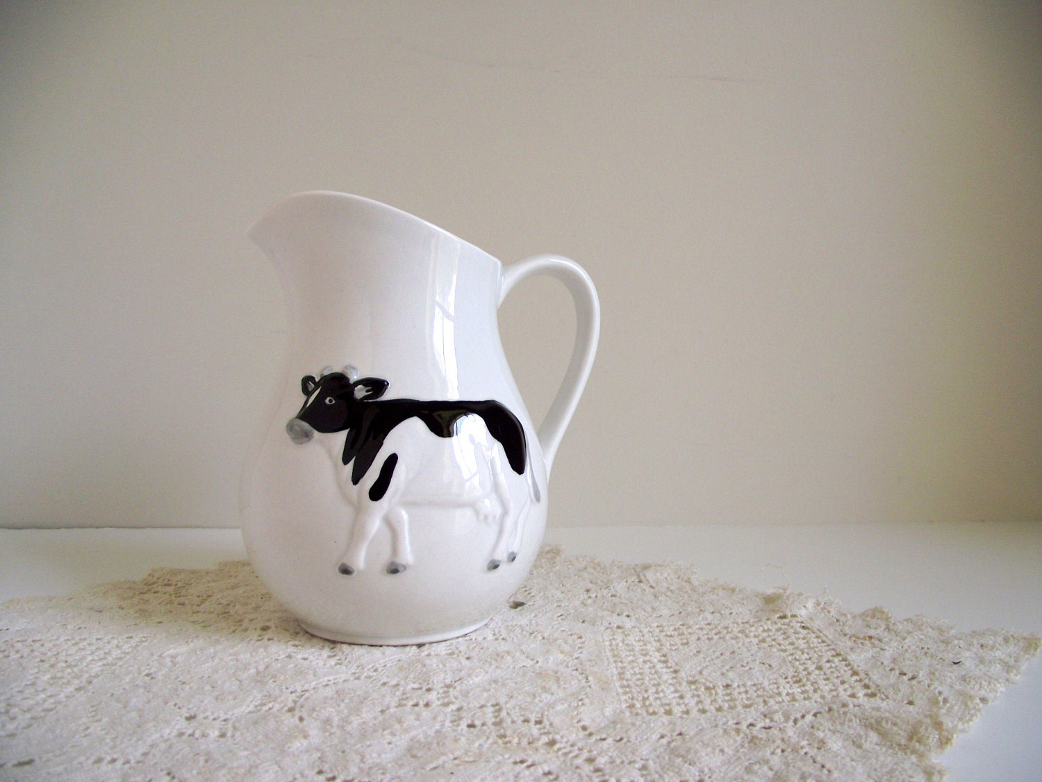 Cow Pitcher Otagiri Black and White Cow Porcelain Farmhouse Decor SALE