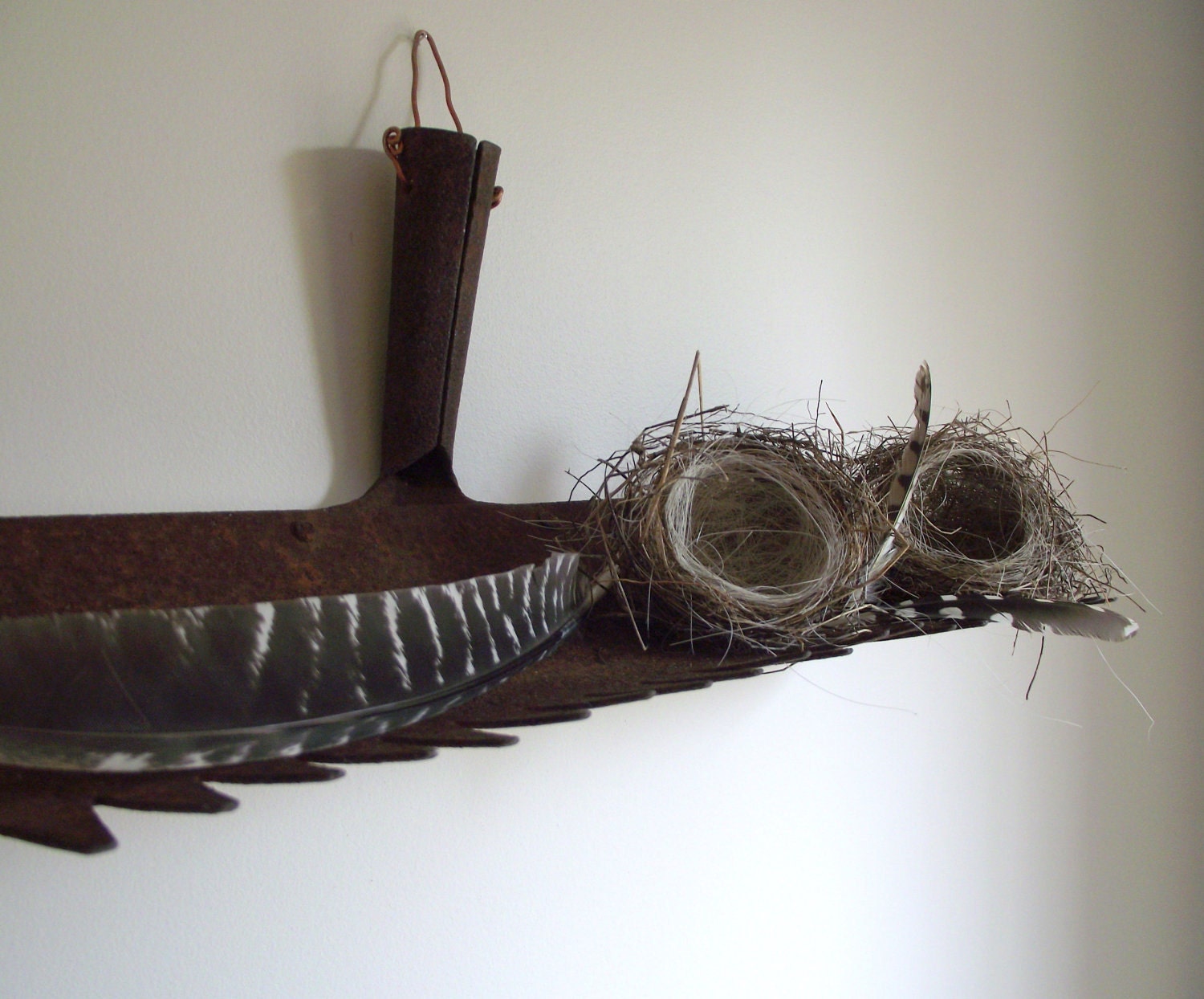 Garden Rake Shelf Primitive Rustic Farmhouse Decor Industrial Repurposed Display Shelf