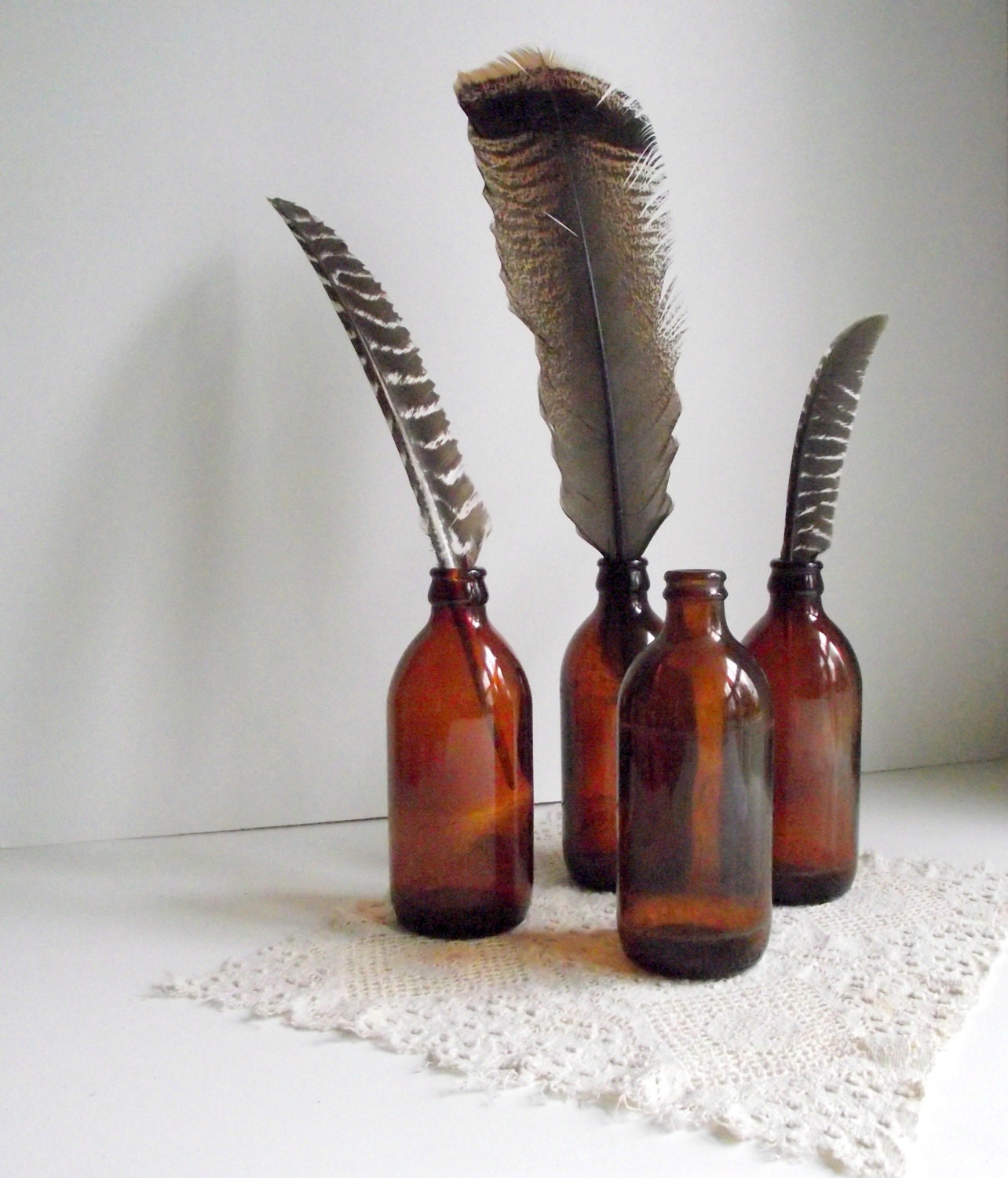 Vintage Beer Bottles Amber Glass Bottle Instant Collection Rustic Vase Wedding Decor Man Cave