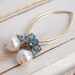 14k Gold Filled London Blue Topaz Gemstone and White Freshwater Pearl Dangle Earrings Handmade, Last Pair