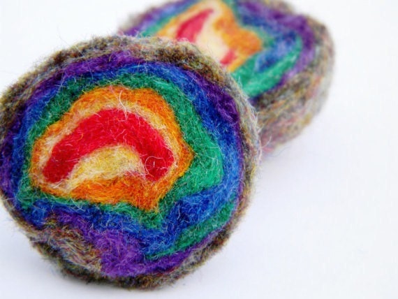 Felted Wool Fuzzy Geodes (Rainbow 1)