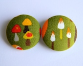 Mushroom (Shroom) Fabric Covered Buttons (set of 2)