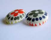 Mod Flower Fabric Covered Buttons (set of 2)