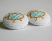 Ooga Booga Blue Fabric Covered Buttons (set of 2)
