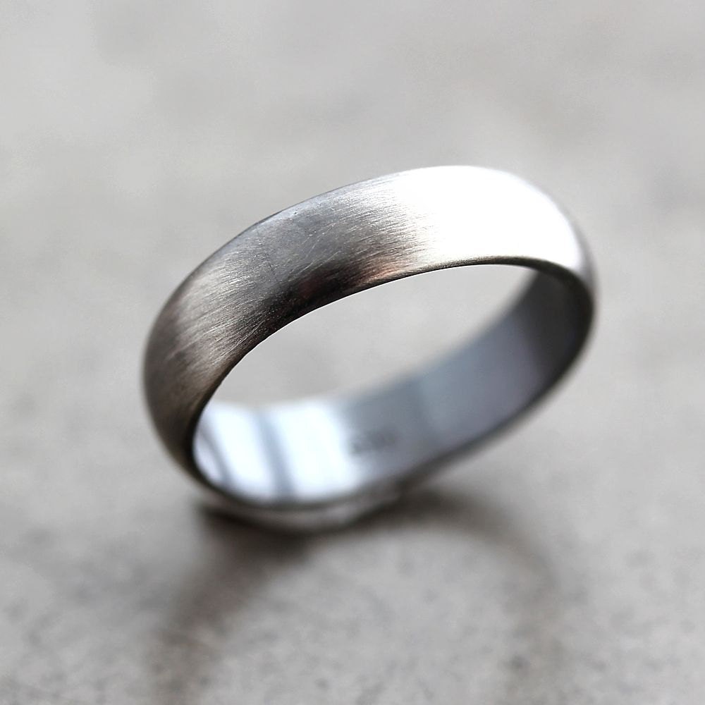 Mens Band, Roughed Up 5mm Men's or Women's Unisex Oxidized Recycled Metal Argentium Sterling Silver Ring - Ready to Ship in US Size 9