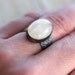 Moonstone Ring, Snow White Rainbow Moonstone Wide Band Oxidized Sterling Silver Ring Moonstone Jewelry  - Magick - Size 7