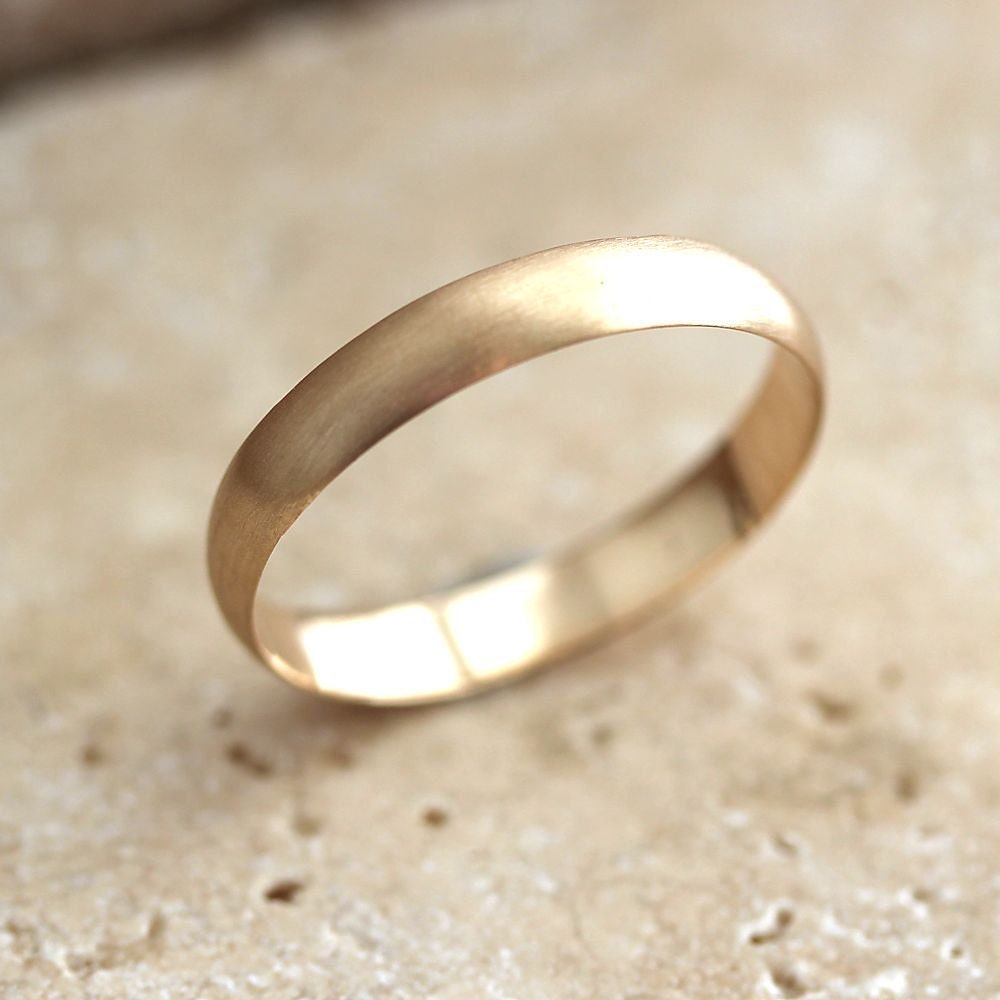 Men's Wedding Band, 4mm Half Round Recycled 10k Gold Wedding Ring Yellow Gold Ring - Made in Your Size