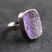 Purple Druzy Ring, Violet Purple Drusy Oxidized Argentium Sterling Silver Ring - Druzy Jewelry - Ready to Ship in US Size 5.5 - Peacock