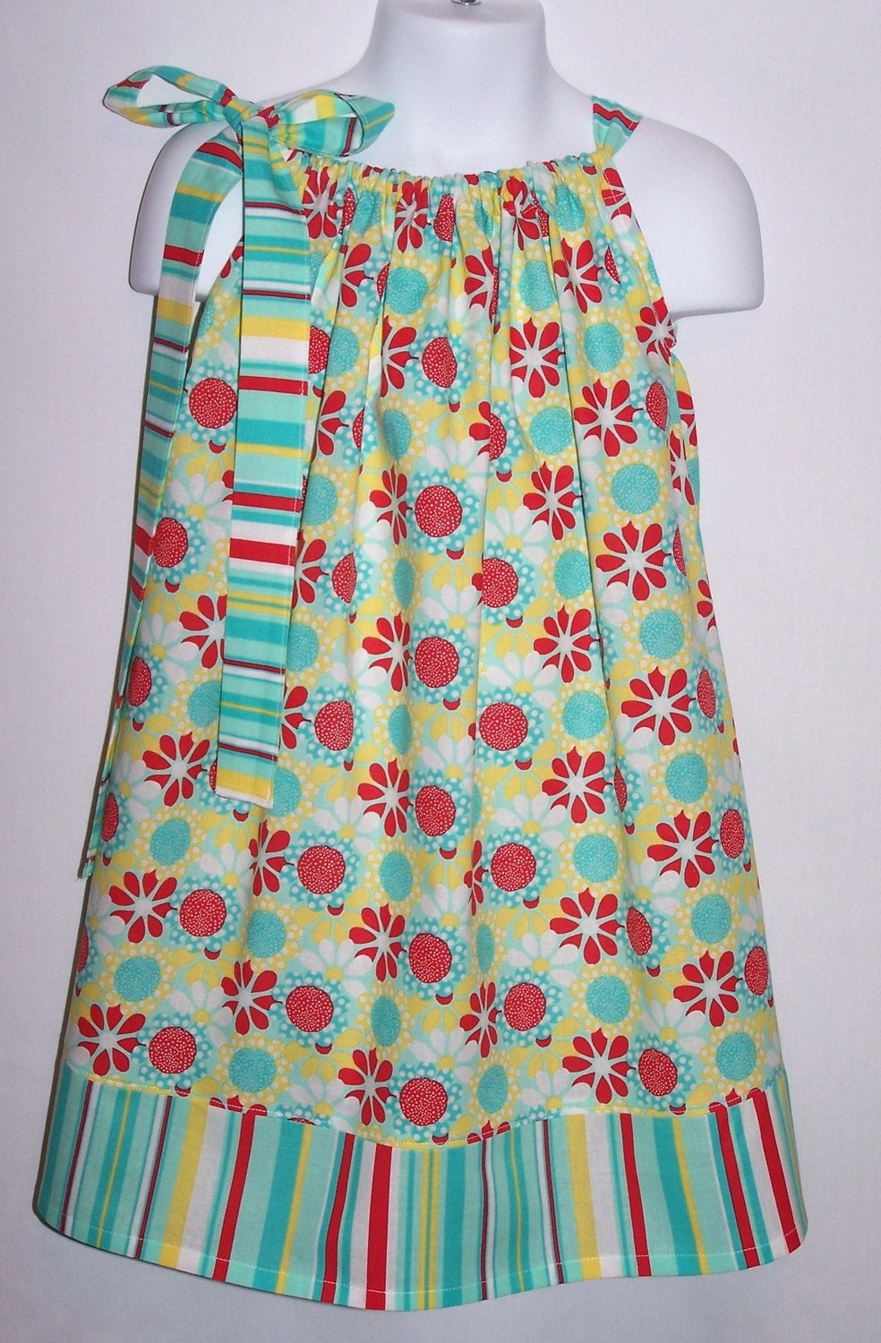 Custom Boutique Clothing Girls Dress ADORABLE Floral Spring Summer Easter Tunic Pillowcase Dress, Size 6mos-6yr