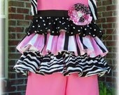 Custom Boutique Clothing Girls Ruffled Spring Easter Summer Capri Pants Set Outfit, Sizes 2yr to 5yr