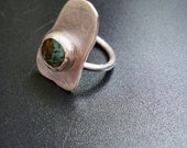 Sterling silver and turquoise free-form ring - size 7 - Gemstone jewelry by Lamazonian