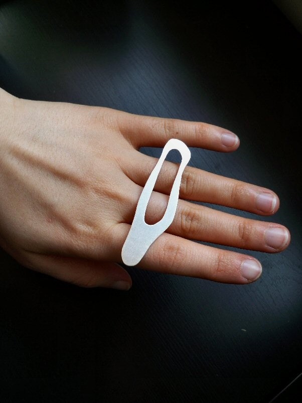 Sterling silver free form wide ring - textured wire band - size 8.5 - Metal jewelry by Lamazonian
