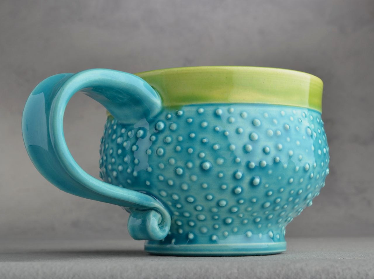 Dottie Mug Made To Order Caribbean Blue Dottie Soup / Cocoa Mug by Symmetrical Pottery