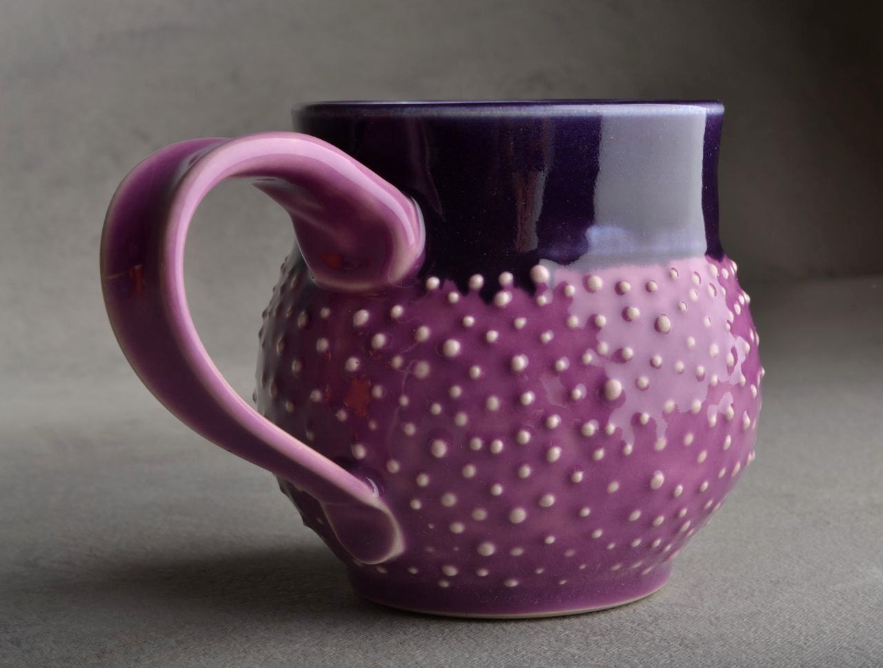 Dottie Mug: Orchid and Purple Stoneware Dottie Mug by Symmetrical Pottery