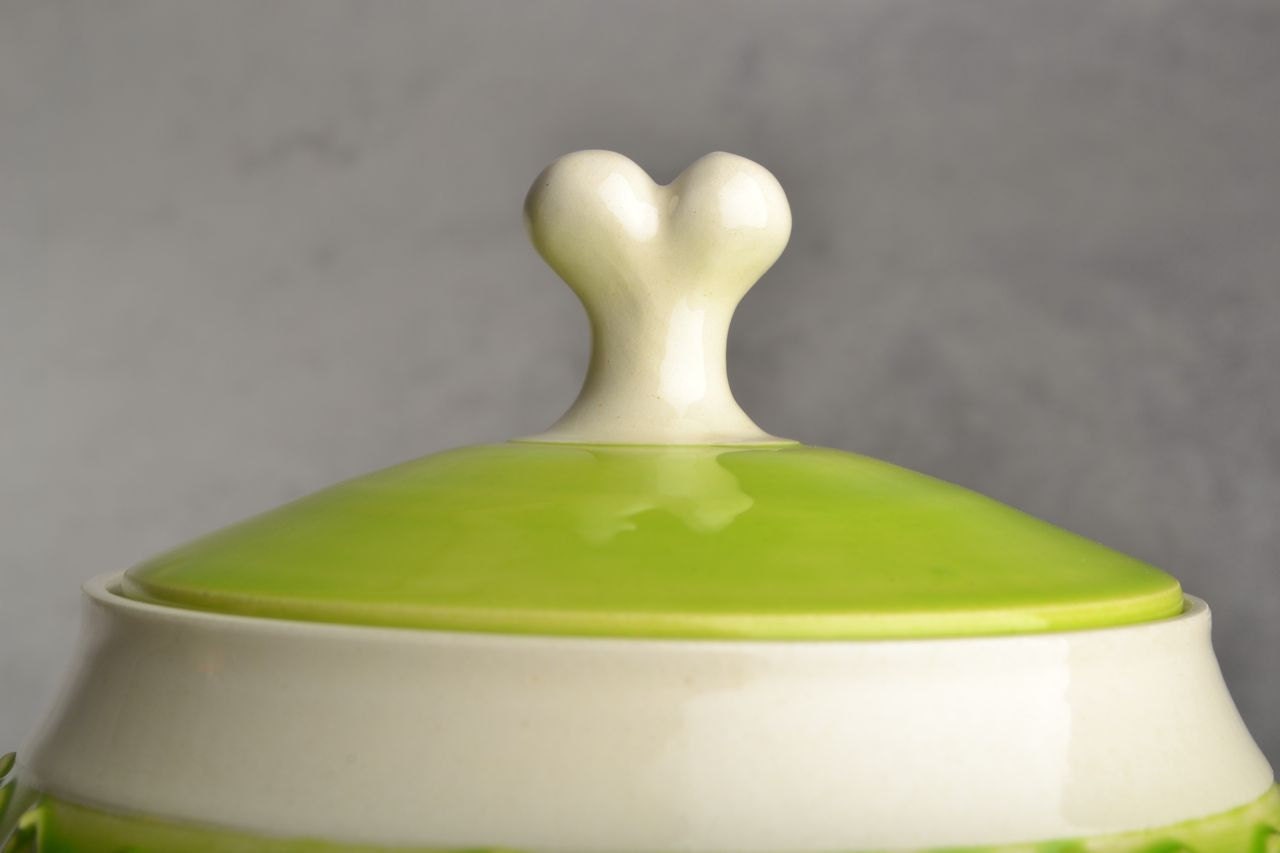 Dog Treat Jar: Hip To Be Squares Treat Jar by Symmetrical Pottery Made To Order