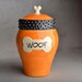 Dog Treat Jar Ready To Ship Orange Spiky Collar Pet Treat Jar by Symmetrical Pottery