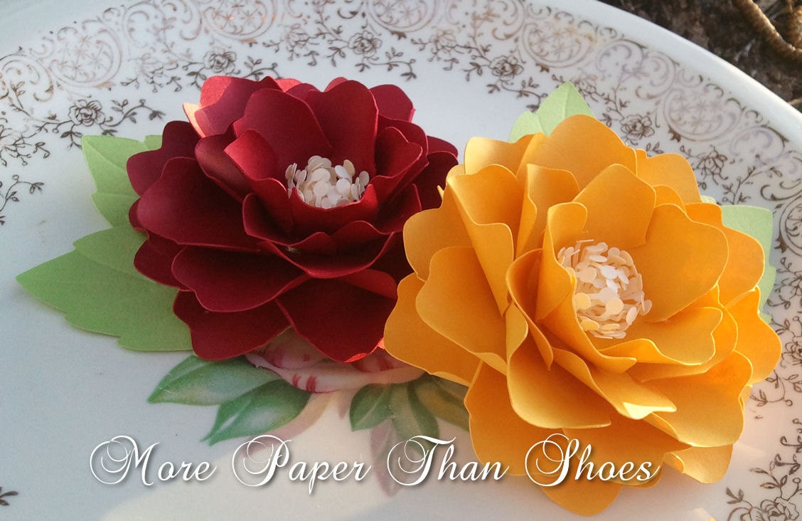 Handmade Paper Flowers - Elizabeth Rose - Crimson & Golden Yellow - Weddings - Party Favors - Custom Colors Available Il_170x135