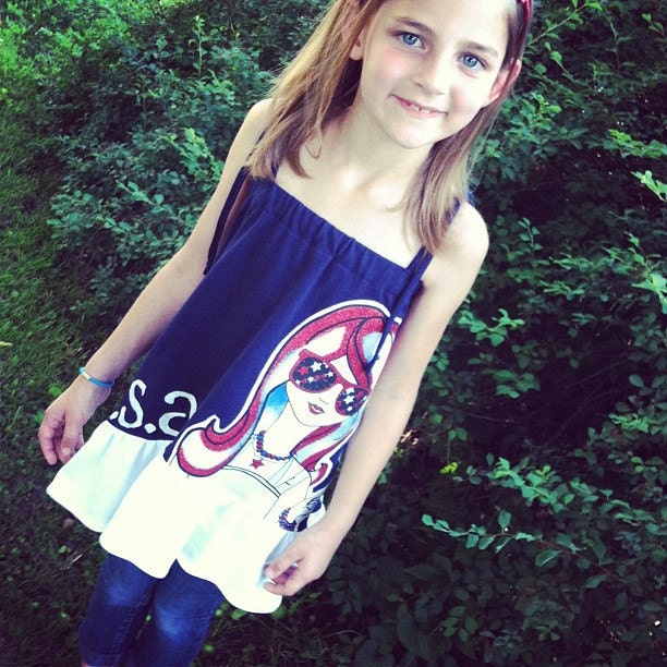 Patriotic Fashionista Appliqued Fourth of July Tunic
