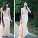 30s - Mrs Thin Man - pale peach two piece night gown and robe peignoir -size xs s